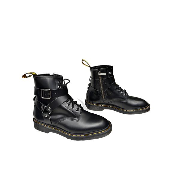 Dr Martens Boots Women's 9 Black Cristofor Leather Moto Harness Buckle - Picture 2 of 9